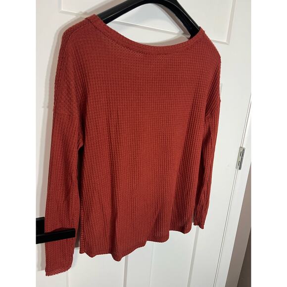 Anthropologie Akemi & Kin Rusty Orange Twist Front Waffle Knit Long Sleeve Large - Picture 5 of 10